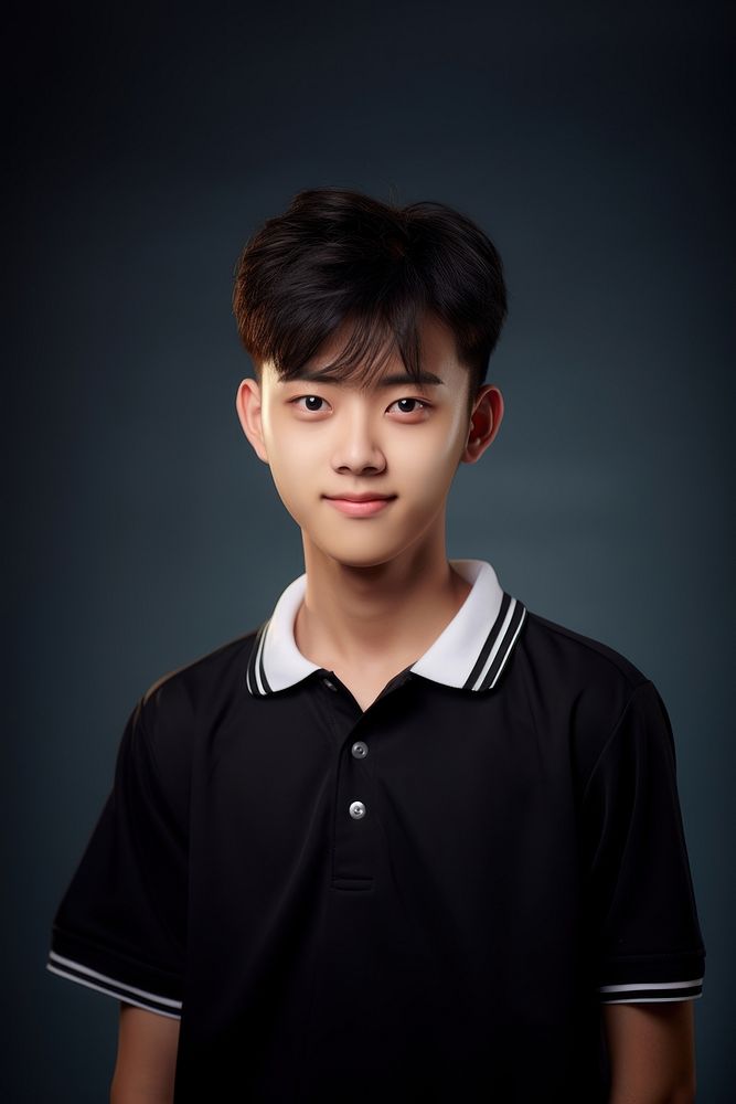 Highschool chinese Student boy portrait photo happy.