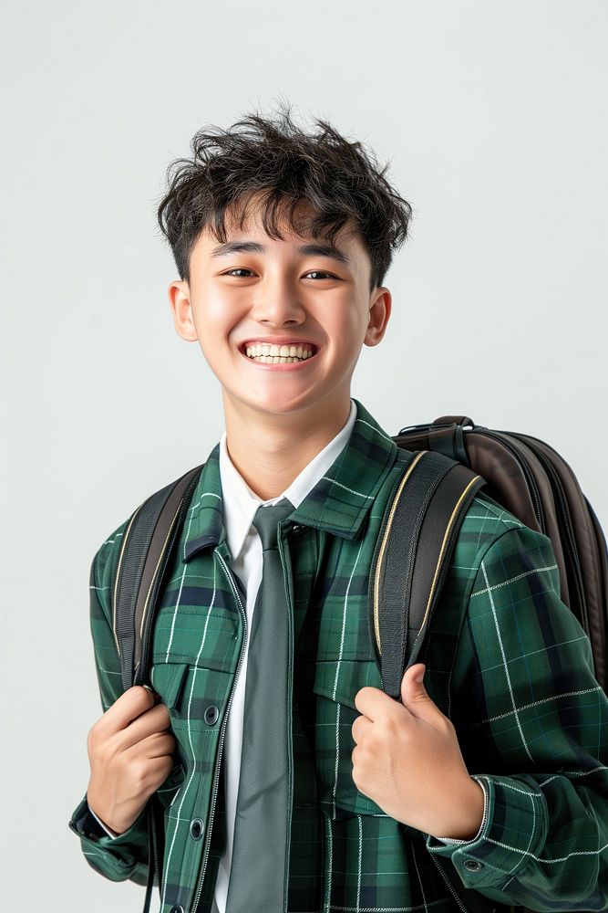 Highschool chinese Student man portrait smile happy.