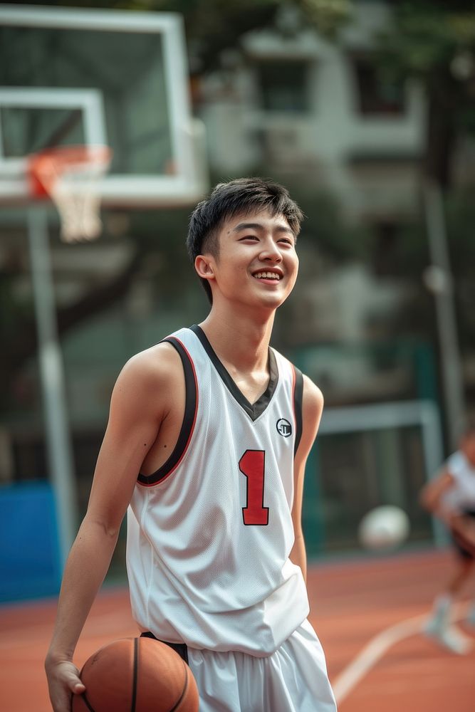 Highschool chinese Student man basketball sports athlete.
