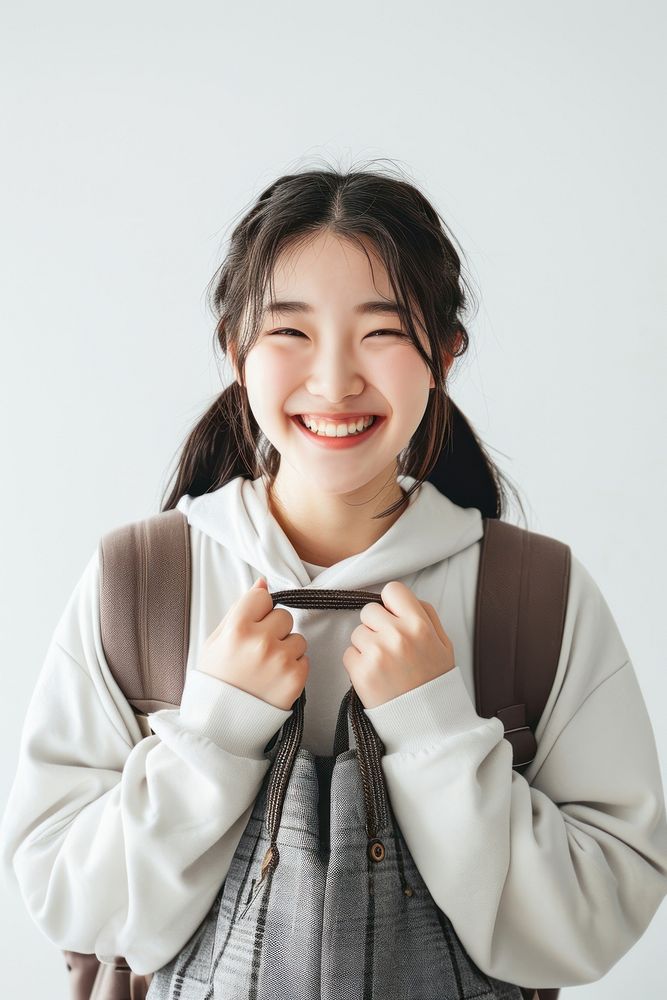 Highschool korean Student woman adult smile happy.