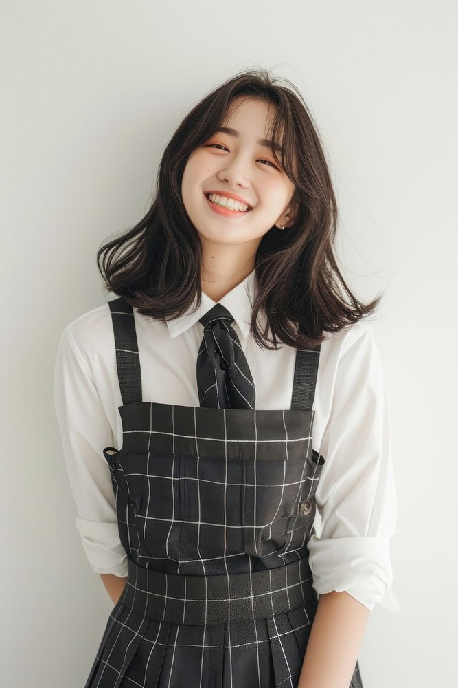 Highschool korean Student woman blouse smile happy.