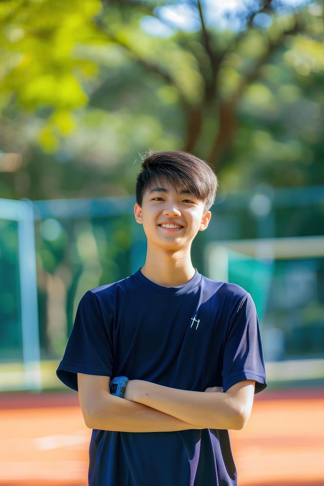 Highschool Taiwanese Student boy sports smile happy.