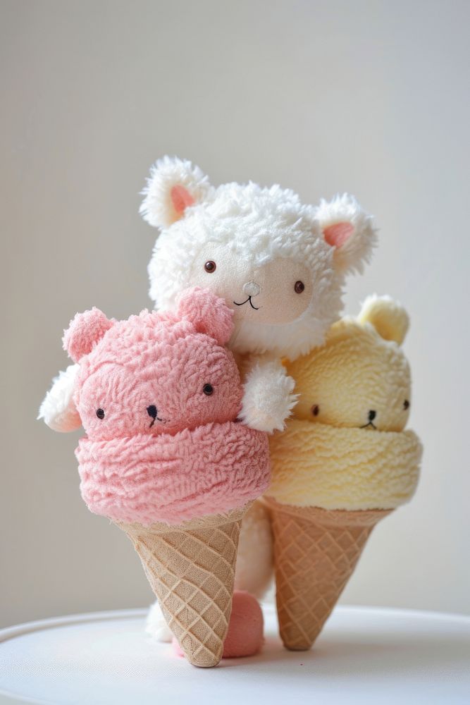 Stuffed animal icecream dessert food cute.