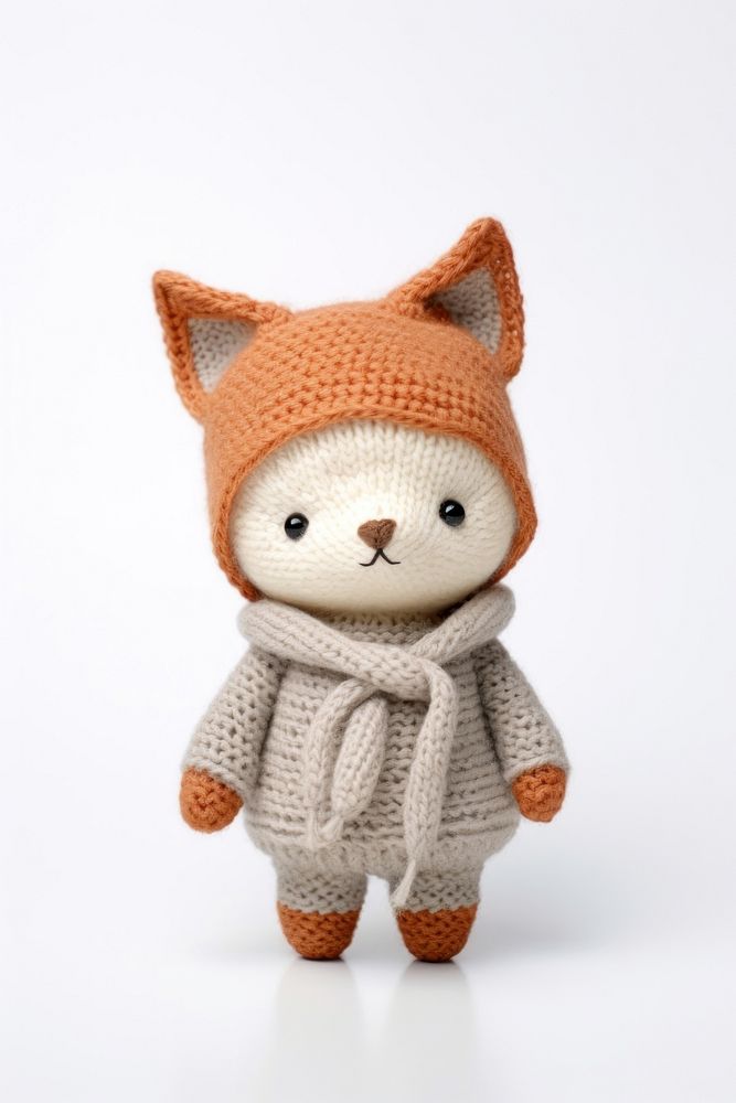 Stuffed doll fox with hat mammal plush cute.
