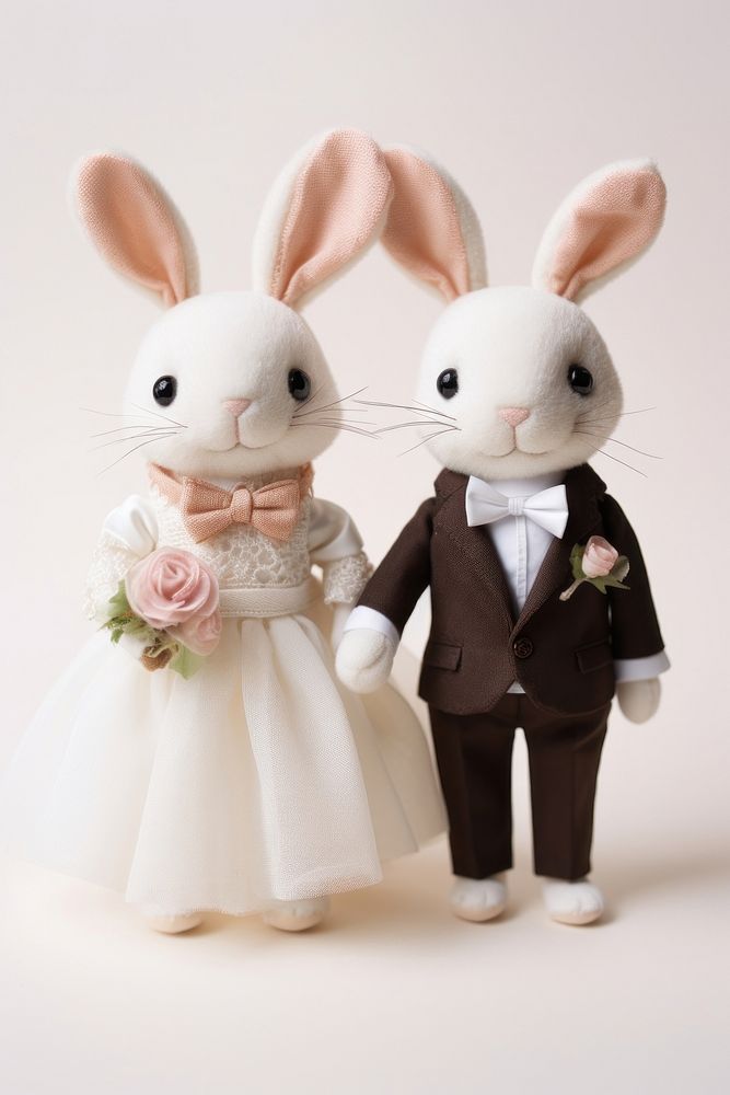 Stuffed doll rabbits wedding figurine animal mammal.