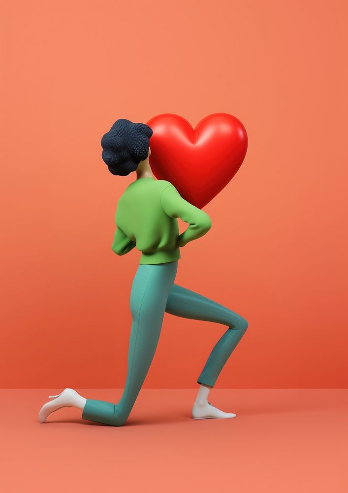 A woman playing heart cartoon red creativity. AI generated Image by rawpixel.