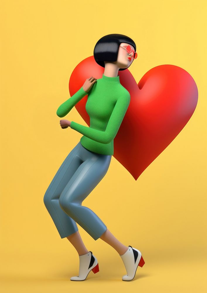 A woman playing heart cartoon adult red. AI generated Image by rawpixel.