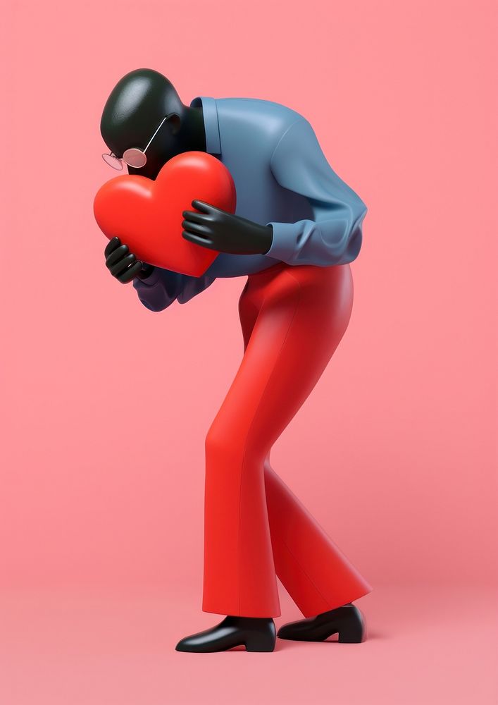 Man playing heart cartoon adult red. AI generated Image by rawpixel.