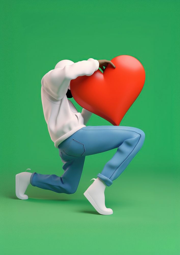 A man playing heart cartoon red standing. AI generated Image by rawpixel.