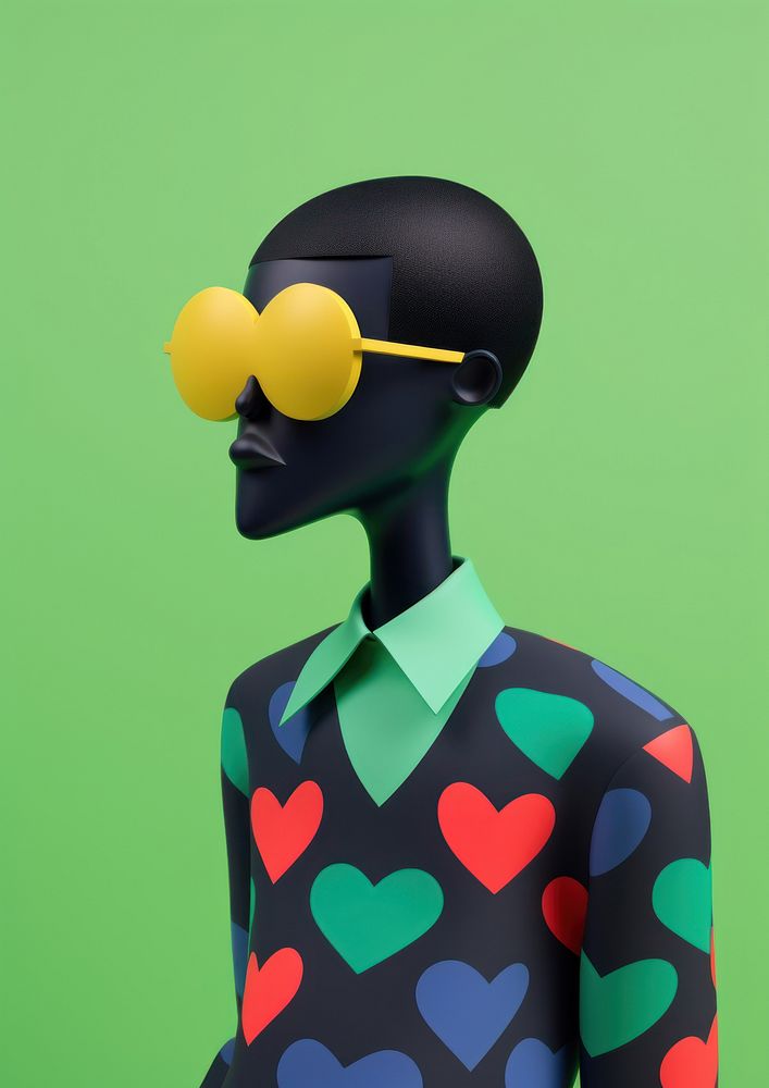 Man with black heart portrait fashion cartoon. AI generated Image by rawpixel.