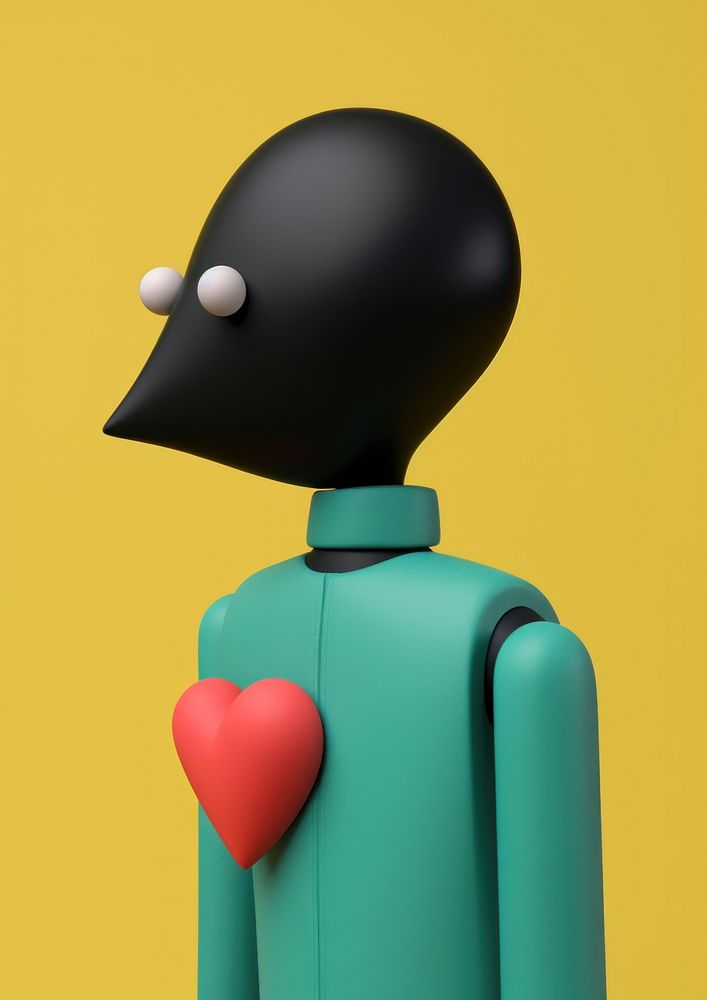 Man with black heart cartoon representation creativity. AI generated Image by rawpixel.