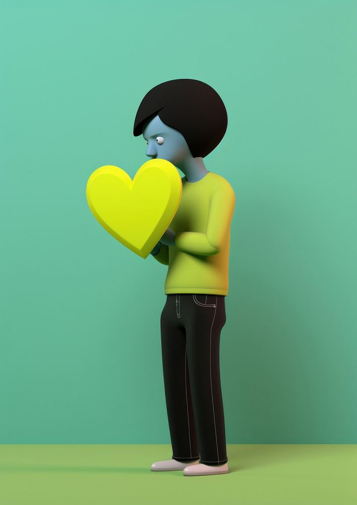 Sad boy with black heart cartoon representation creativity. AI generated Image by rawpixel.