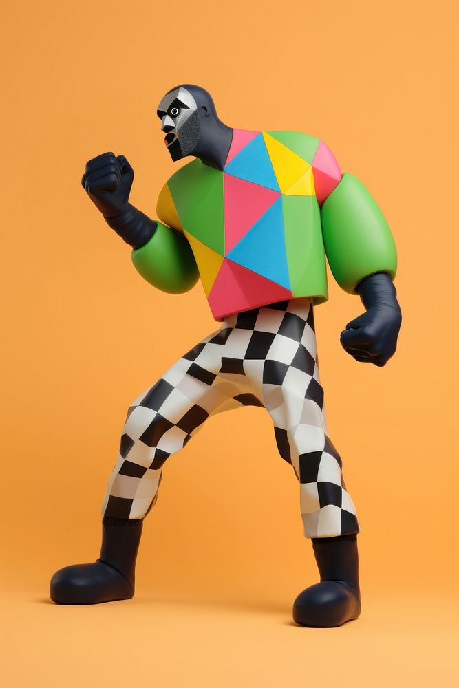Black man boxing cartoon pattern toy. AI generated Image by rawpixel.