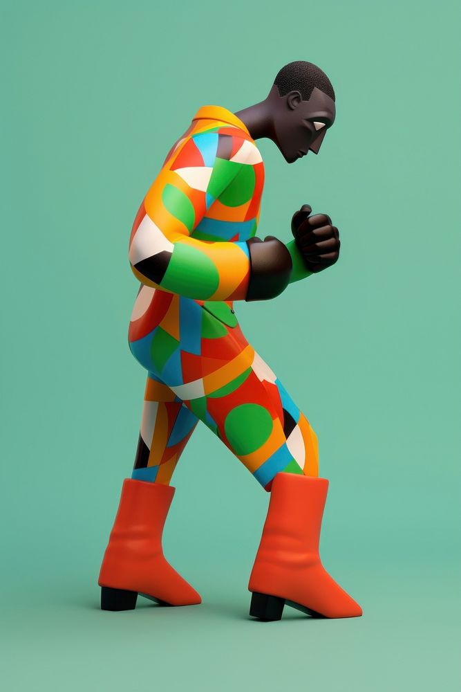Black man boxing cartoon clothing footwear. AI generated Image by rawpixel.