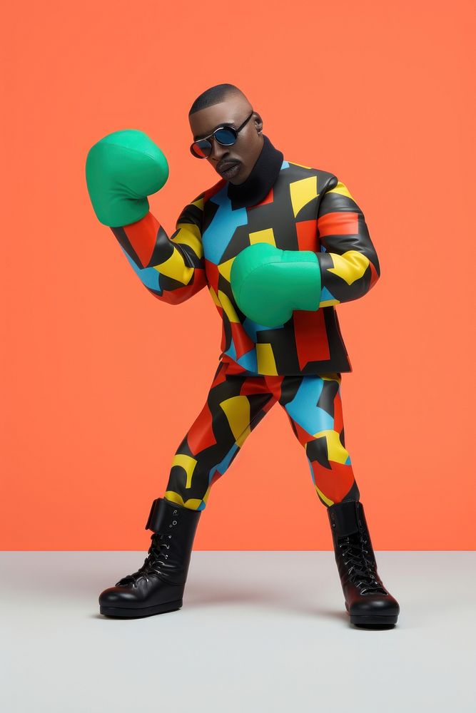 Black man boxing portrait fashion cartoon. AI generated Image by rawpixel.