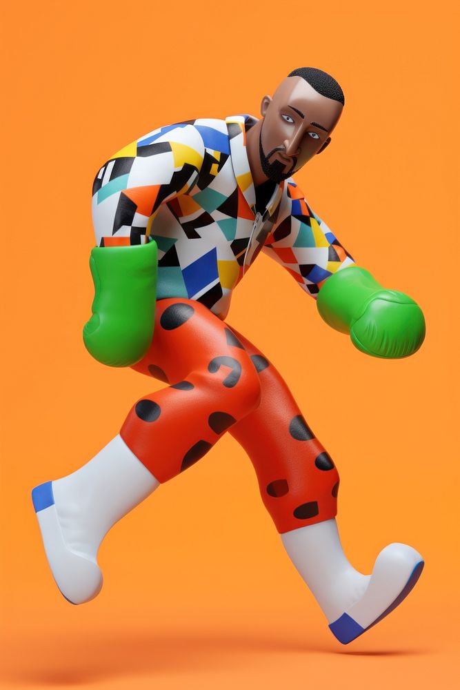 Black man boxing portrait cartoon fashion. AI generated Image by rawpixel.
