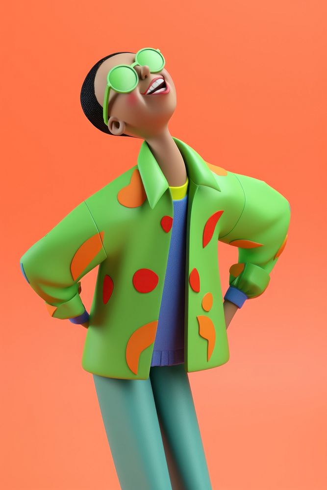 A person in happy mood cartoon portrait fashion. AI generated Image by rawpixel.