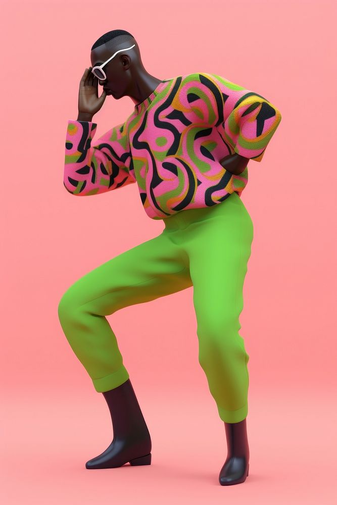 A young black man showing his flex fashion pattern adult. AI generated Image by rawpixel.