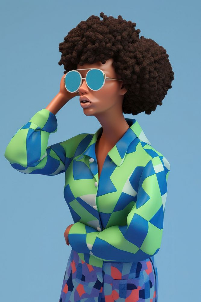 A young black woman displaying clear signs of tried through body language portrait sunglasses fashion. AI generated Image by…