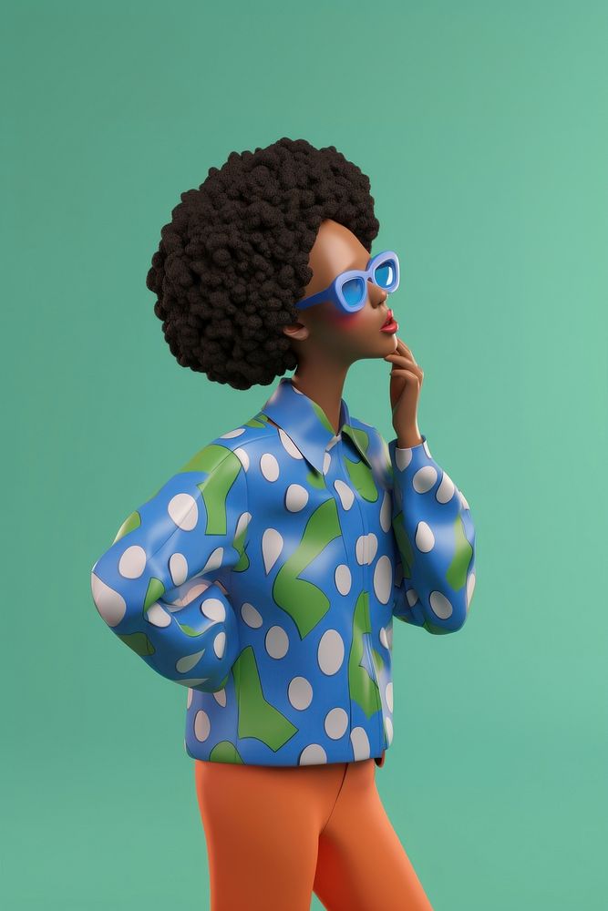 A young black woman displaying clear signs of tried through body language portrait cartoon pattern. AI generated Image by…