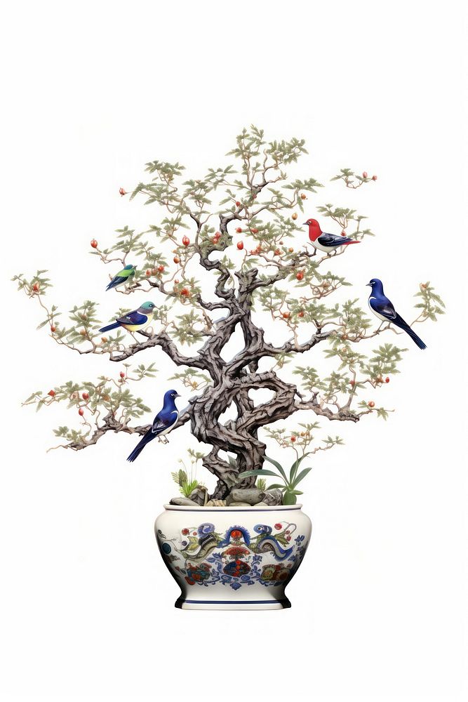  Bonsai tree bird plant. AI generated Image by rawpixel.