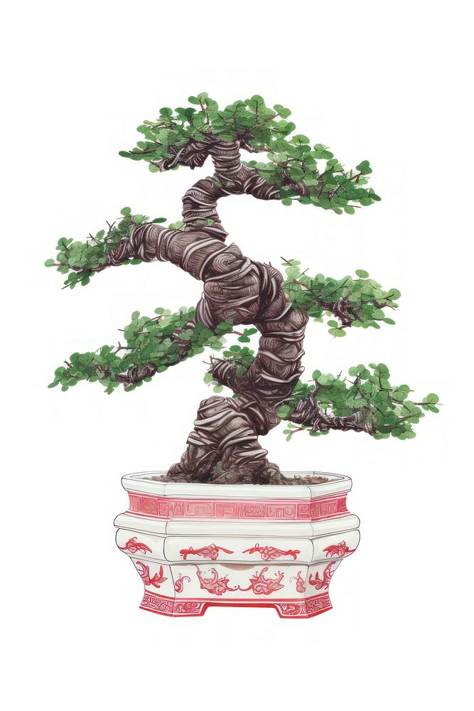 Bonsai tree plant white background. AI generated Image by rawpixel.