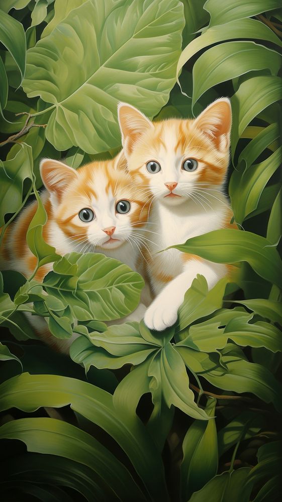  Kittens light green portrait animal. AI generated Image by rawpixel.