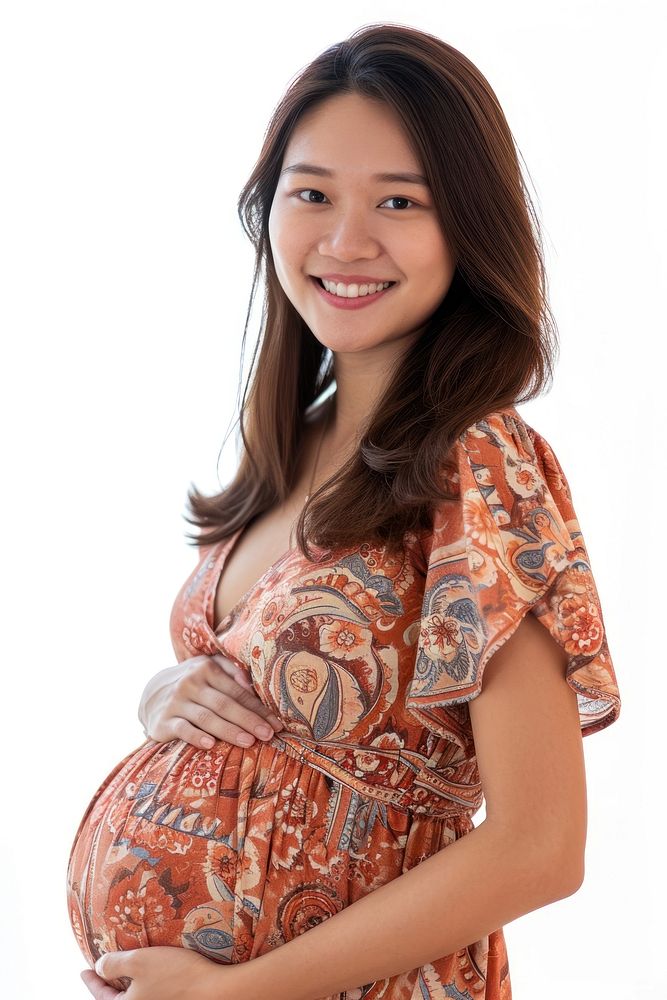 Pregnant asian woman portrait smiling pattern.