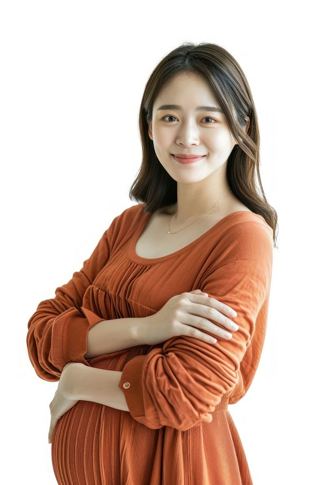 Pregnant asian woman portrait smiling sleeve.