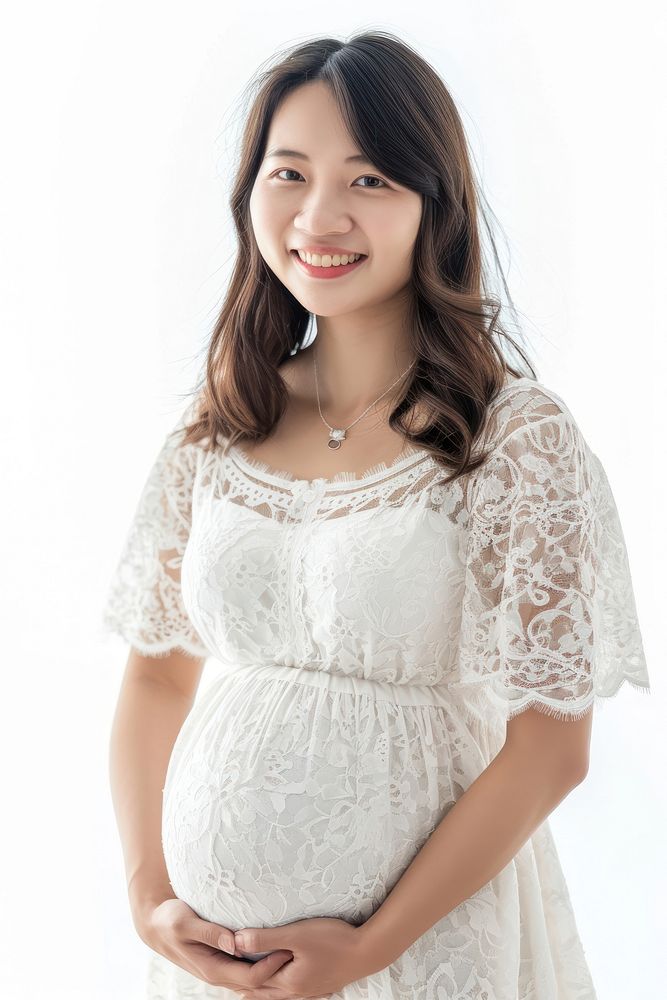 Pregnant asian woman portrait fashion smiling.