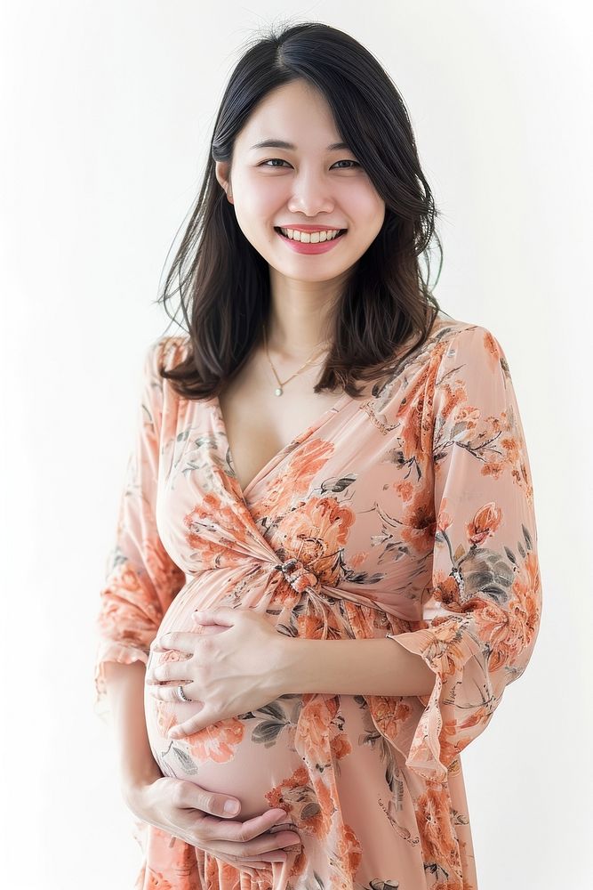 Pregnant asian woman portrait smiling fashion.