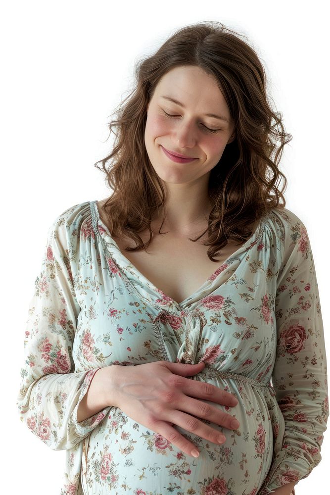 Pregnant british woman portrait smiling sleeve.
