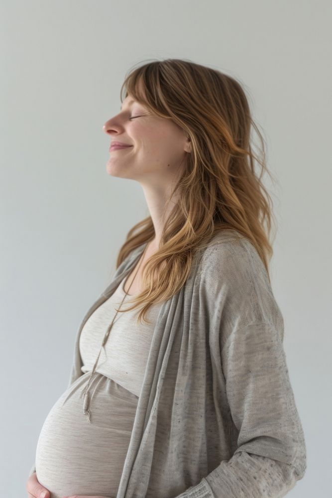 Pregnant british woman portrait smiling adult.