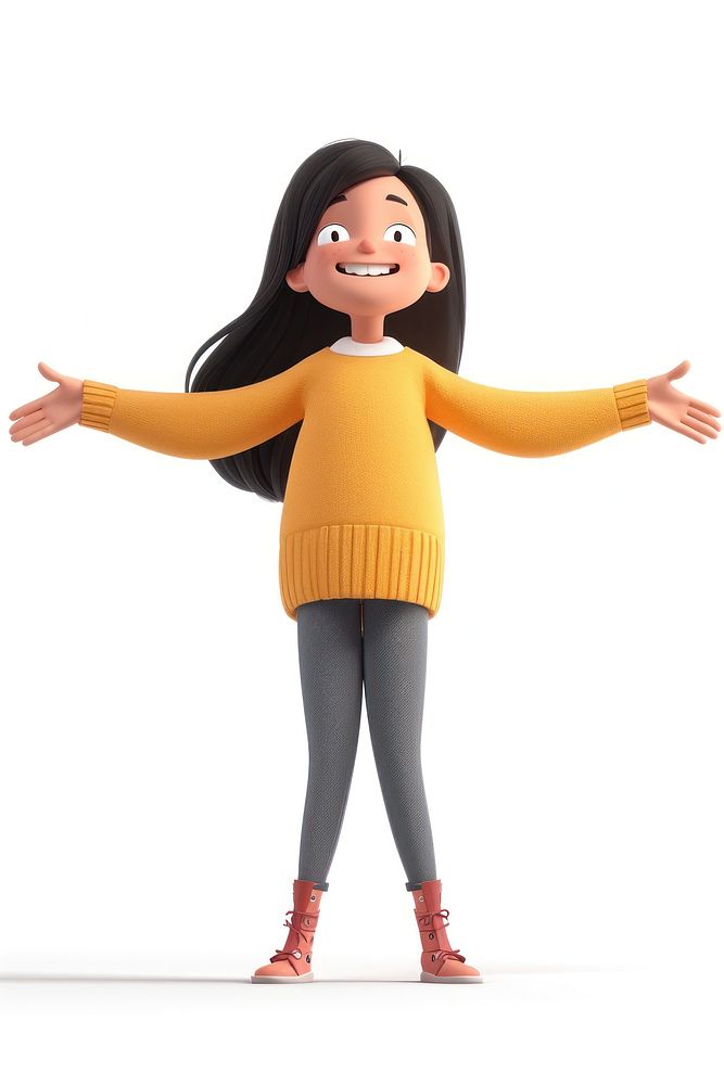 A girl standing sweater cartoon.