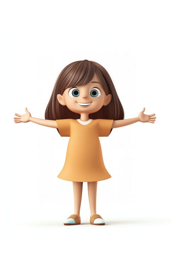 A girl standing and spread arms out cartoon doll toy.