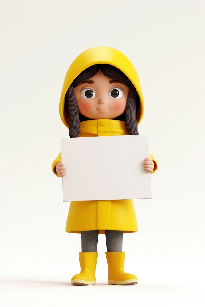 Teen girl holding cartoon yellow.