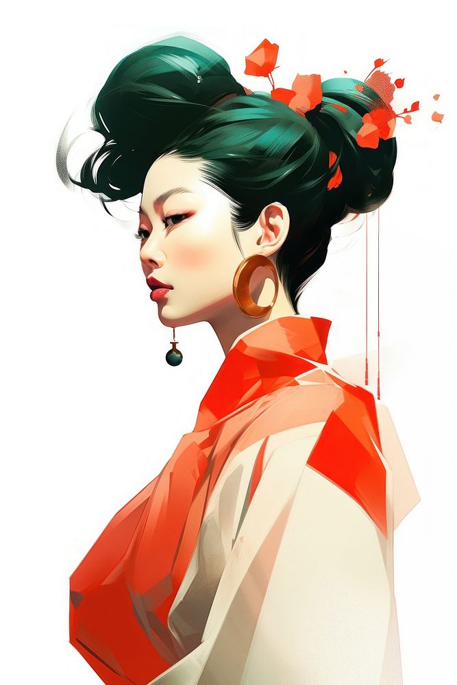  Japanese Asian woman fashion portrait. AI generated Image by rawpixel.
