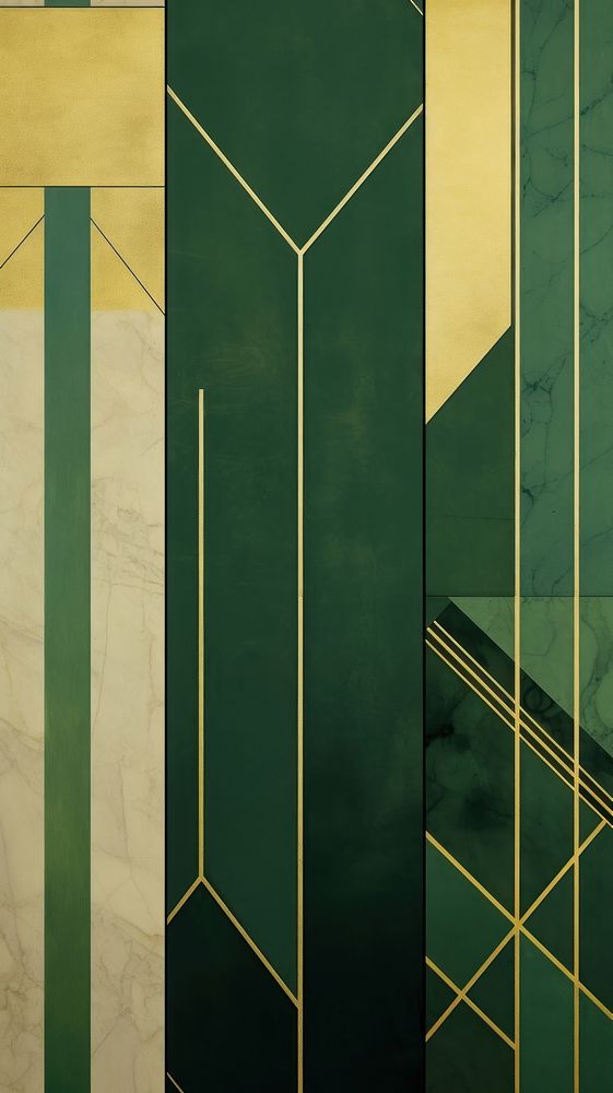  Green art deco gold architecture. AI generated Image by rawpixel.