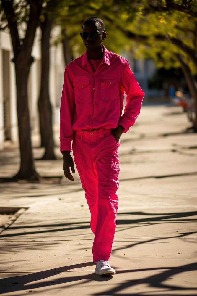 Black man young American African man walking standing. AI generated Image by rawpixel.