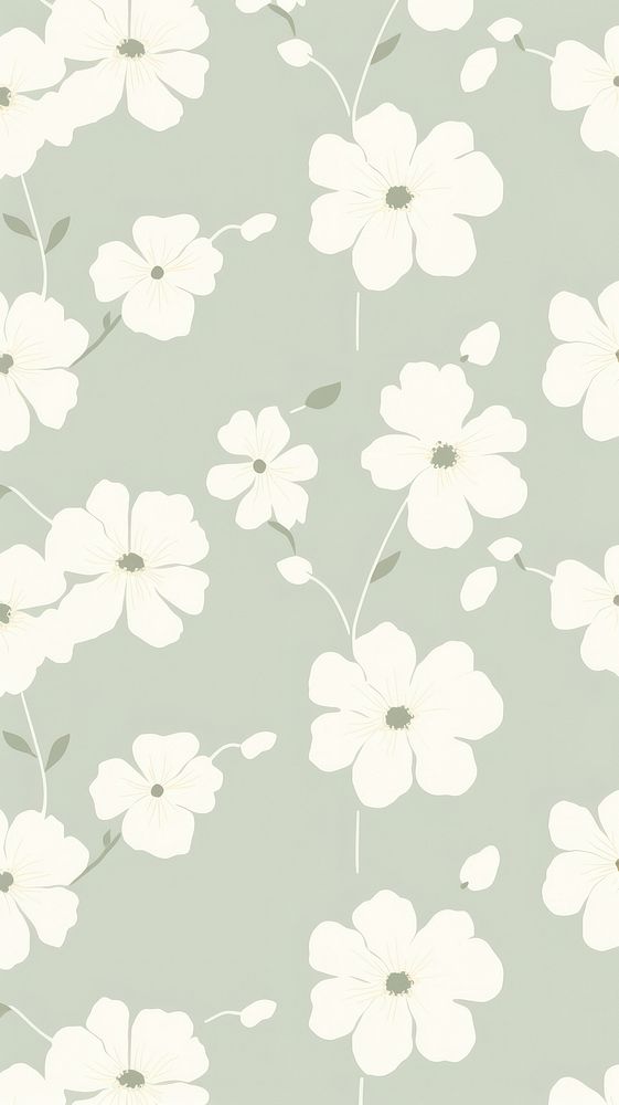  Green flower pattern white backgrounds. AI generated Image by rawpixel.