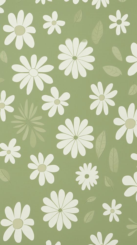 Green flower pattern plant daisy. AI generated Image by rawpixel.