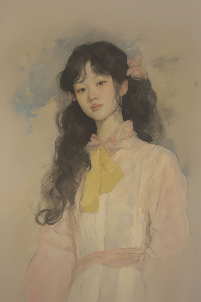 Asian woman portrait painting adult.