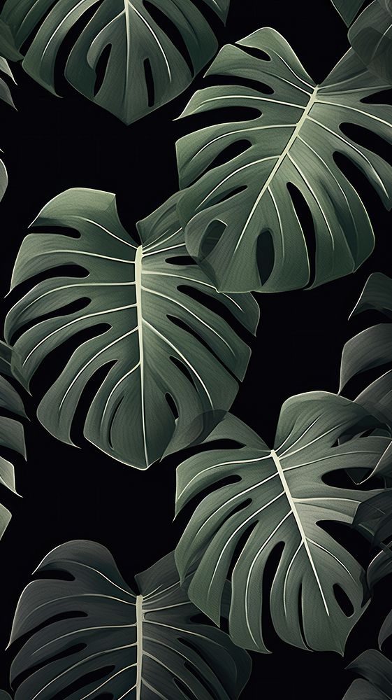  Monstera leaves Green wallpaper green plant. AI generated Image by rawpixel.