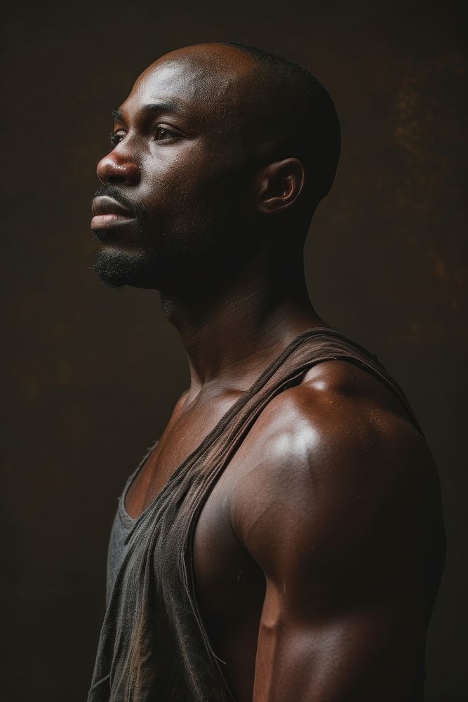 Black man portrait adult contemplation. AI generated Image by rawpixel.