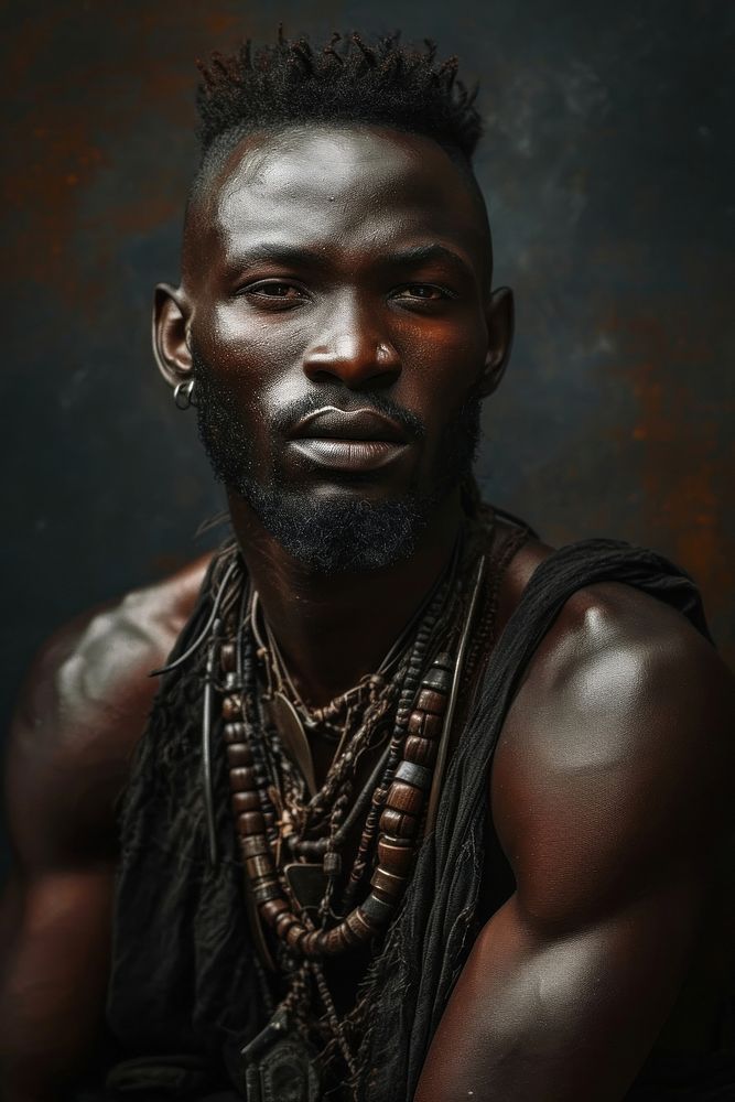 Black man portrait necklace jewelry. AI generated Image by rawpixel.