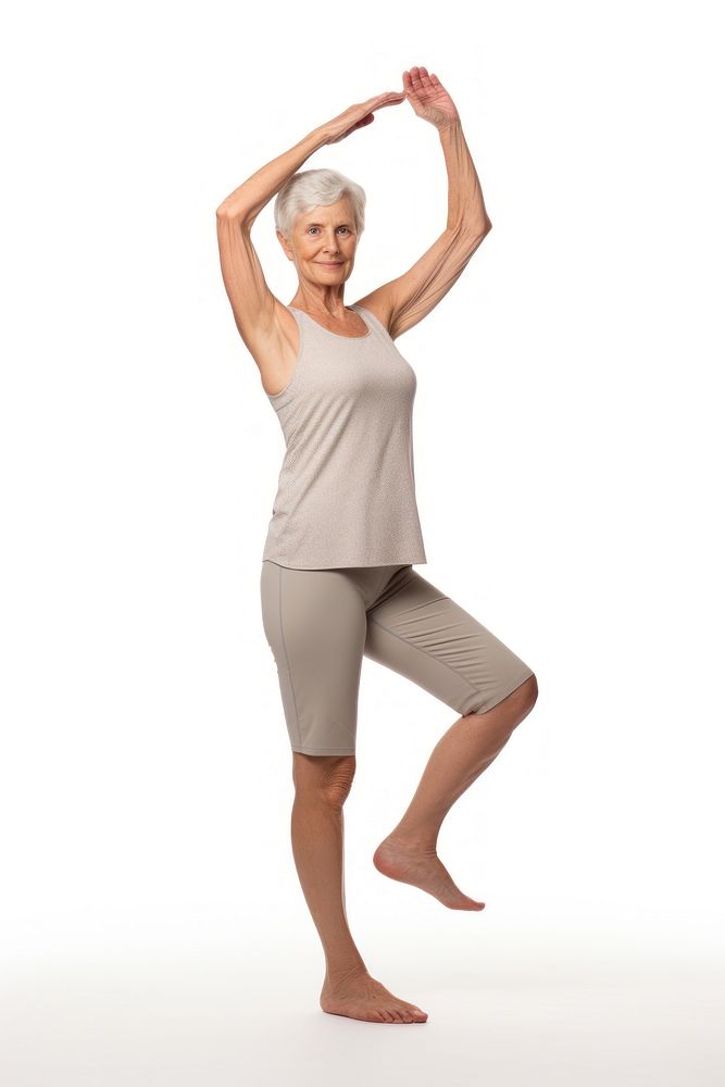 Senior british woman stretching sports adult.