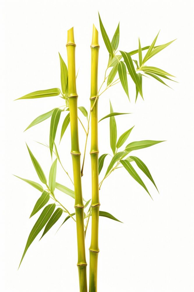 Two bamboo plant yellow white background freshness.
