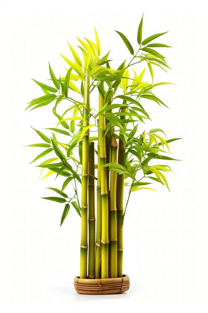 Two bamboo plant yellow white background freshness.