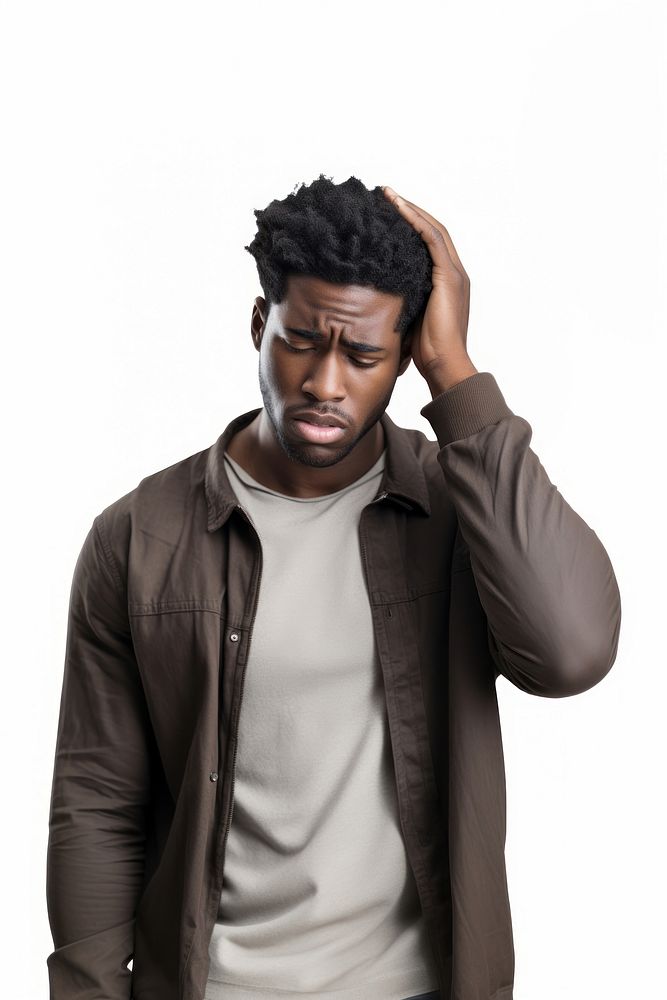 Young black man portrait worried adult. AI generated Image by rawpixel.