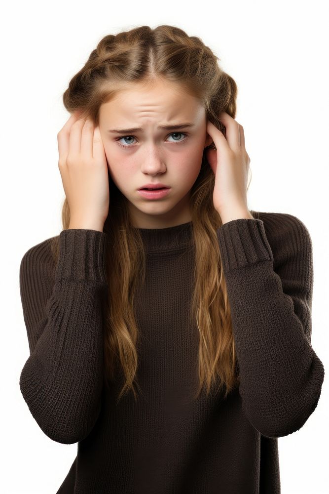 Young british girl portrait worried adult. AI generated Image by rawpixel.